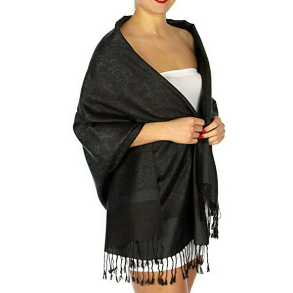 NEW Blue and Gray Pashmina Style Elegant Shawl - Picture 4 of 4